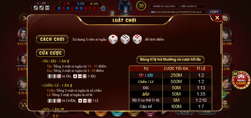 luật Sicbo Hit Club